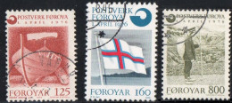 Faroyar Faeroerne 1976 Faeroer Postal Organisation 3 Values Cancelled Boat, Flag, Mail Man - Poste