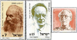 129368 MNH ISRAEL 1984 HOMENAJE A MICHAEL HALPERIN, YIGAL ALLON Y URI ZVI GRIENBERG - Otros & Sin Clasificación