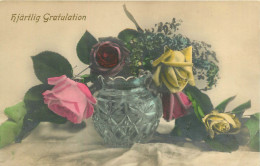 210524A - SUEDE - FANTAISIE - HJARTLIG GRATULATION - Vase Verre Transparent Rose - Sweden