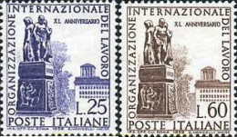 130536 MNH ITALIA 1959 40 ANIVERSARIO DE LA ORGANIZACION INTERNACIONAL DEL TRABAJO - ...-1850 Préphilatélie