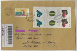 Brazil 1998 Registered Cover Sent From Blumenau To São Miguel Do Oeste 7 Commemorative Stamp Stone Bornhausen - Brieven En Documenten