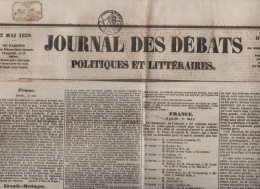 JOURNAL DES DEBATS 9 2 1839 - LETTRE DANIEL O'CONNELL A PEUPLE IRLANDAIS - CANADA Vs ETATS UNIS - VERA-CRUZ - TALLEYRAND - 1800 - 1849