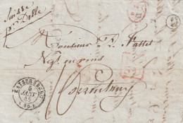 France Alsace Lettre Kaysersberg Pour La Suisse + Boîte Rurale D = Bennwihr 1845 - Covers & Documents