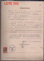 ALLEMAGNE REICH 1941 CERTIFICAT DE DÉCÈS AVEC TIMBRE FISCAL ET Cachet De La Poste Du Parti - Covers & Documents