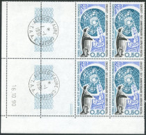 TAAF - N°155  - ANNIVERAIRE DU SERVICE POSTAL A CROZET - 3 BLOCS DE 4 - COIN DATE 16.10.90  OBLITERES EN MARGE - Used Stamps