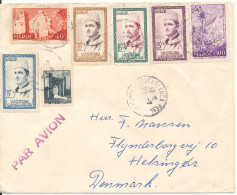 Morocco Cover Sent To Denmark 1957 ?? With A Lot Of Stamps - Morocco (1956-...)
