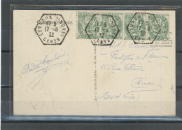 36- LEVROUX-CORRESPONDANT POSTAL (N°3)N°111x4 (2x2) /CP Obl CàD TYPE G4 DU 17-8-32 - 1921-1960: Modern Period