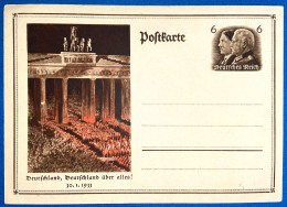 Ansichtskarte Ganzsache Deutschland, Deutschland über Alles! 30.01.1933 Postkarte Deutsches Reich - Guerra 1939-45