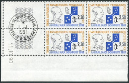 TAAF - N°157 -  AMIRAL MAX DOUGUET - 3 BLOCS DE 4 - COIN DATE 11.10.90  OBLITERES EN MARGE - Usados