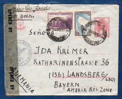 Argentina To Germany, 1946, Uprated Postal Stationery, US Censor Tape, Via Air Mail   (001) - Cartas & Documentos