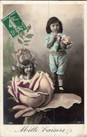 Carte -  Enfants     , Roses      AQ756 JK - Grupo De Niños Y Familias