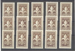 Yvert 787 - Emblème Scout - Jamborée   - Lot De 15 Timbres Neufs Sans Traces De Charnières - Ongebruikt