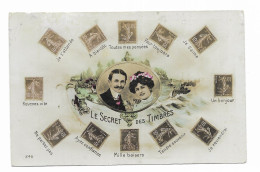 CPA Fantaisie - Le Secret Des Timbres - Couple En Médaillon - N° 246 - - Francobolli (rappresentazioni)