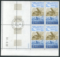 TAAF - N°159 -  OTARIE - 3 BLOCS DE 4 - COIN DATE 30.8.90  OBLITERES EN MARGE - Oblitérés