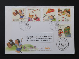 Taiwan Chine China 2014 FDC Voyagé + Carnet Enfants Jouant Cheval Cerf-volant Masque Children At Play Kite Dragonfly - Other & Unclassified