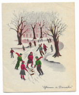 CPA - Carte Double - Afternoon In December - Merry Christmas And A Happy New Year - Groupe De Patineurs - - Neujahr