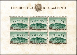 SAN MARINO 1961 EUROPA 500 LIRE FOGLIETTO (Sass. 23) INTEGRO ** GOMMA INGIALLITA OFFERTA! - Unused Stamps