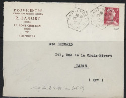 36-PONT CHRETIEN-AGENCE POSTALE -N°1011 /LSC  POUR PARIS- Obl CàD TYPE F7 DU 27-7-1956 - 1921-1960: Modern Period