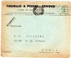 1927  CAD  De GENOVA CENTRO " TADIELLO & PISONI  Casa Di Spedizione " Envoyée à PARIS - Marcophilia