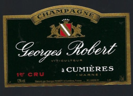 Etiquette Champagne 1er Cru  Georges Robert Cumieres  Marne 51 - Champagne