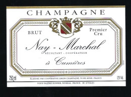 Etiquette Champagne Brut 1er Cru  Nay-Marchal Cumieres  Marne 51 - Champan