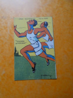 Cpa Jeux Olympiques Paris 1924 Course De Vitesse Illustrateur Roowy - Atletiek