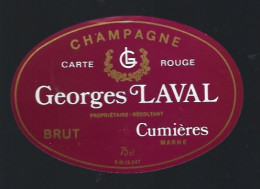 Etiquette Champagne Brut Carte Rouge  Georges Laval  Cumieres  Marne 51 - Champagner