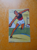Cpa Jeux Olympiques Paris 1924 Lancement Du Disque Illustrateur Roowy - Atletismo