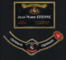 Etiquette Champagne Brut 1er Cru Jean Marie Etienne    Cumieres  Marne 51  Avec Sa Collerette - Champagne