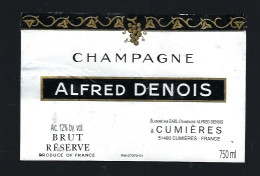 Etiquette Champagne Brut Réserve Alfred Denois    Cumieres  Marne 51 - Champagner