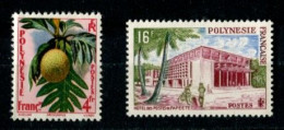 V - Polynésie Française: Année 1958 : Y&T N°13 (Flore) Et 14(Hotel Ds Postes De Papeete) : 2 Timbres NSC ** - Unused Stamps