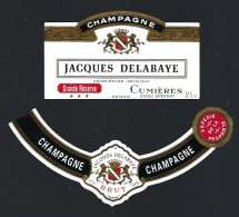 Etiquette Champagne  Grande Réserve Jacques Delabaye    Cumieres  Marne 51 Avec Collerette - Champagne