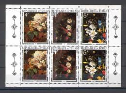 Chad 1971 Art - Paintings - Flowers Sheetlet Of 2 Sets MNH - Tsjaad (1960-...)