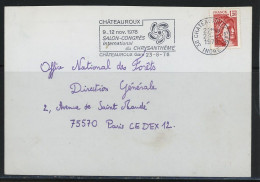 36-CHATEAUROUX (GARE)  -OBLITERATION MECANIQUEN°1374 /LSC POUR PARIS -Obl SECAP.CHATEAUROUX /9-12 NOV 1978 /SALON -CONGR - Mechanical Postmarks (Other)