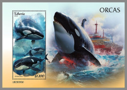 LIBERIA 2023 MNH Orcas Whale Wale S/S I – IMPERFORATED – DHQ2421 - Baleines