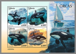 LIBERIA 2023 MNH Orcas Whale Wale M/S – IMPERFORATED – DHQ2421 - Balene