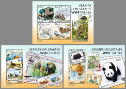 LIBERIA 2023 MNH Stamps On Stamps WWF Fauna M/S+2S/S – IMPERFORATED – DHQ2421 - Postzegels Op Postzegels