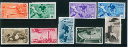 P3156 - ITALIA REGNO, CALCIO 1934, SERIE COMPLETA CON POSTA AEREA, SASS. 357/61 + PA 69/72 GOMMA INTEGRA. - Neufs