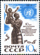 270114 MNH UNION SOVIETICA 1970 10º ANIVERSARIO DE LA DECLARACIÓN ANTICOLONIALISTA DE LA O.N.U - ...-1857 Préphilatélie