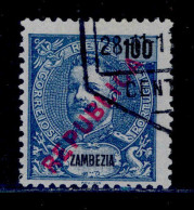 ! ! Zambezia - 1917 King Carlos Local Republica 100 R - Af. 96 - Used (km024) - Zambeze