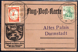 Carte Postale De Vol Sur Le Rhin Et Le Main. Darmstadt 22 Juin 1912 Flugpostkarte Am Rhein U. Main. Darmstadt 22.6.1912 - Covers & Documents