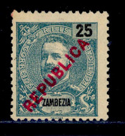 ! ! Zambezia - 1917 King Carlos Local Republica 25 R - Af. 95 - No Gum (km025) - Zambeze