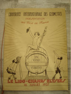Menu Conference Internationale Des Geometres Presentation Des Vins De France 1937 - Menú