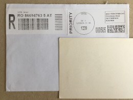 Austria Osterreich Used Letter Circulated Stationery Cover Stamp Registered Barcode Label Printed Sticker Stamp 2024 - Cartas & Documentos