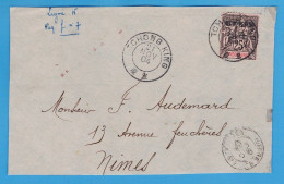 FRAGMENT D'ENVELOPPE - TCHONG KING (CHINE) 21 NOV. 1904 - TIMBRE INDOCHINE SURCHARGE - CACHET LIGNE N PAQ. F. N° 7 - Covers & Documents