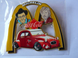 BIG Pins MAC DONALD S COLUCHE RENAUD 2 CV MICHELIN COCA 25 EX 6 X 6 Cm 2 Attaches 2 Photos NEUF - McDonald's