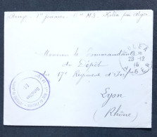 Cachet 1er Régt De Zouaves Sur Petite Enveloppe Franchise Militaire Oblitération KOLEA  ALGER Du 28-12-16 - Guerra Del 1914-18