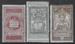 Italia Italy 1921 Regno Dante Alighieri Sa N.116-118 Completa Nuova MH * - Nuevos