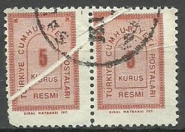 Turkey; 1963 Surcharged Official Stamp 5 K. "Pleat ERROR" - Sellos De Servicio