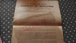 PICQUART Au Ministère 2 Ieme Appel Au Pays, Document Affaire Dreyfus, Action Française, 1905 - Historische Dokumente